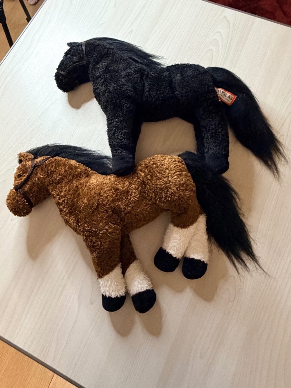 Douglas Plush Horse Set of 2 Black and Brown Bay Cuddle Toy Stuffed Animal